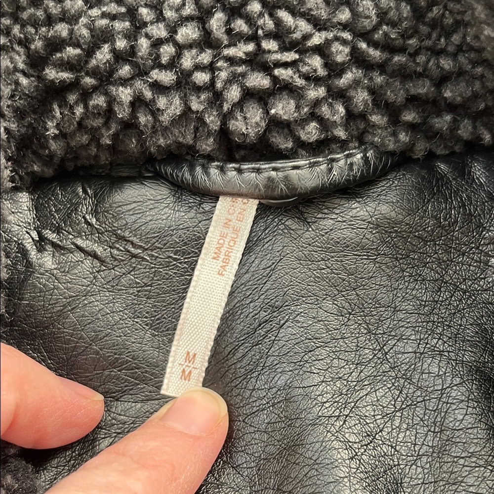 Free People Faux Leather Moto Jacket with Shearling Collar - Picture 4 of 6